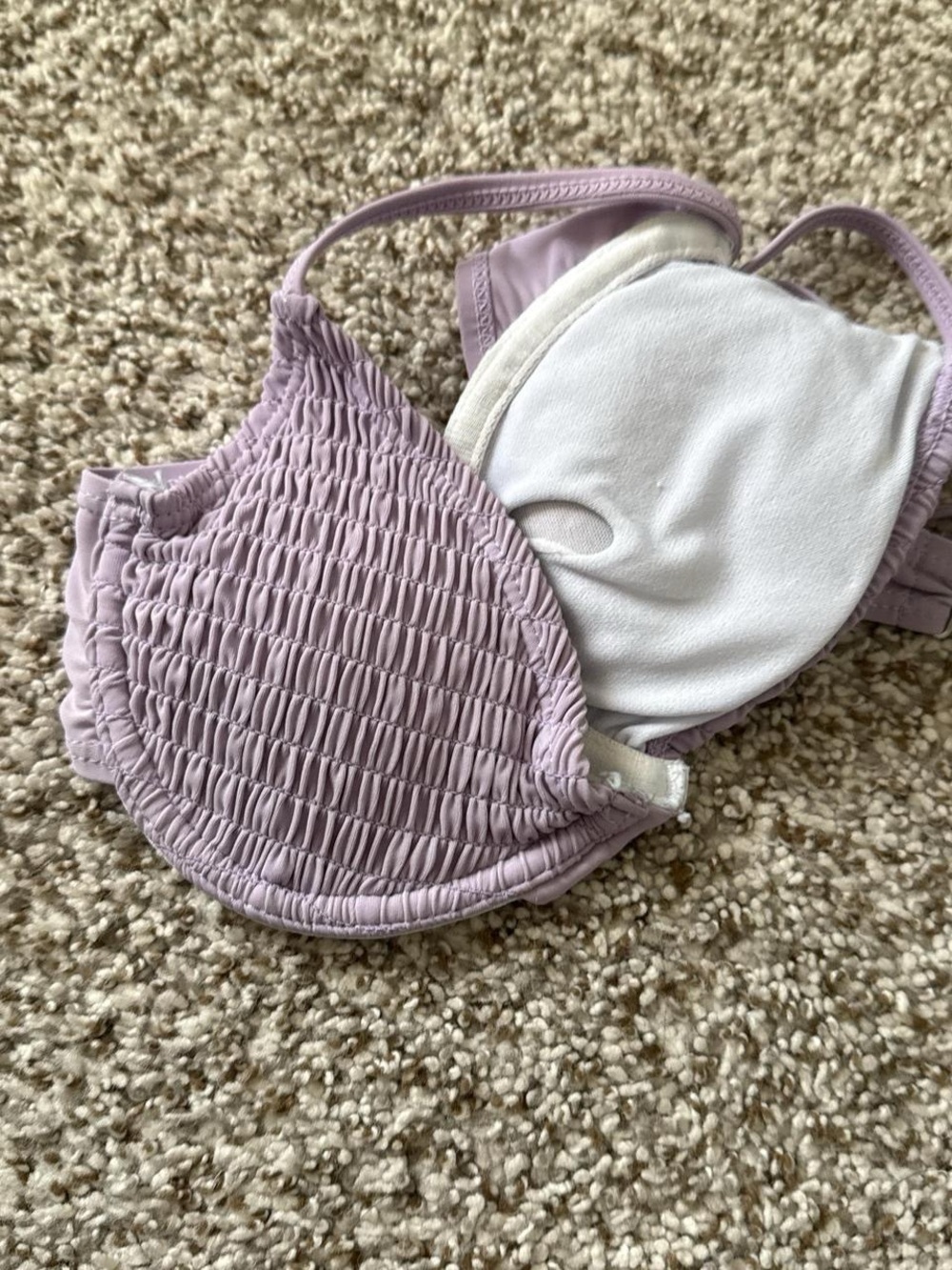 SHEIN Lilac Smocked Bikini Top
